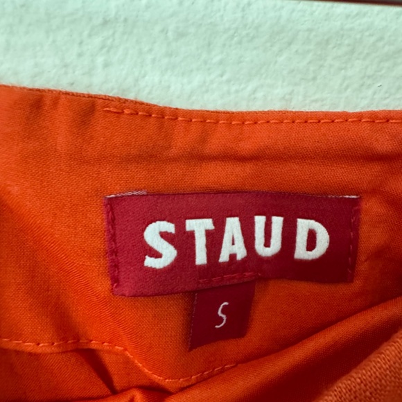 Staud Linen High Waist Wide Leg Pants Orange S - Picture 3 of 4